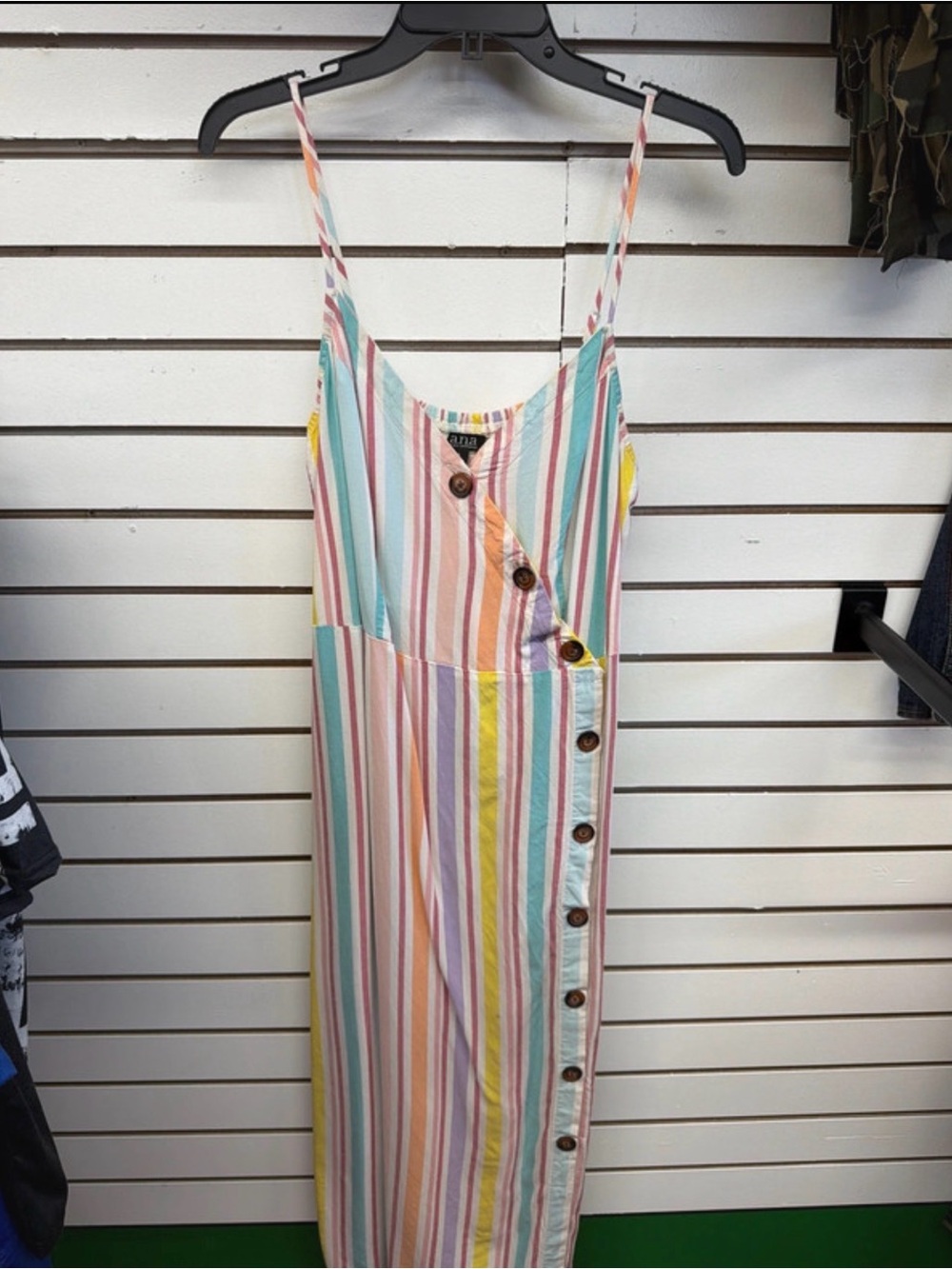 Anna Striped Button Front Maxi Dress Large